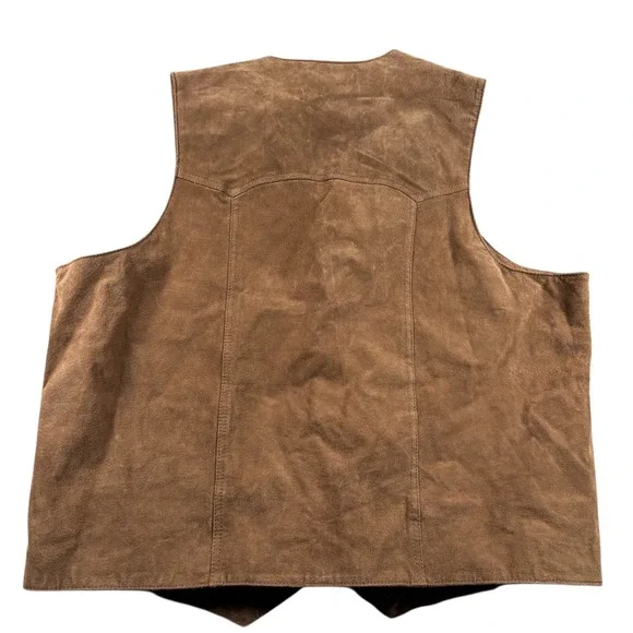 VTG Scully Mens 3X HTF Brown Suede Leather Western Cowboy Snap Front Vest 2290 - Picture 3 of 10